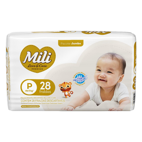 Fralda Mili Love & Care Jumbo Tam. P - Com 28 Fraldas