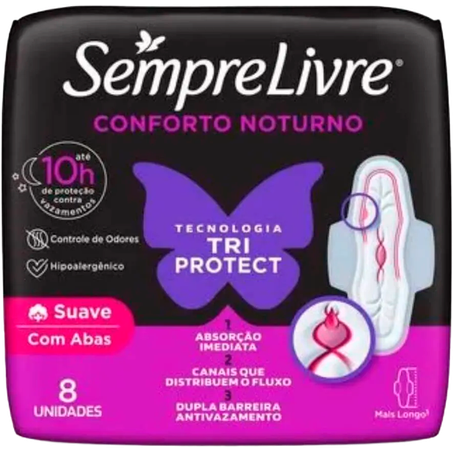 Absorvente higiênico c/abas suave sempre livre adapt plus pacote c/8unid