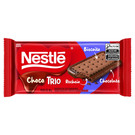 Chocolate Nestlé 90g - Choco Trio - Ao Leite