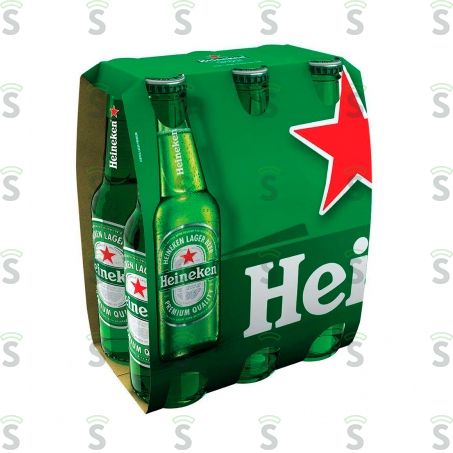  Cerveja Lager Heineken Garrafa 330ml - Long Neck Com 6un - 1.9lt