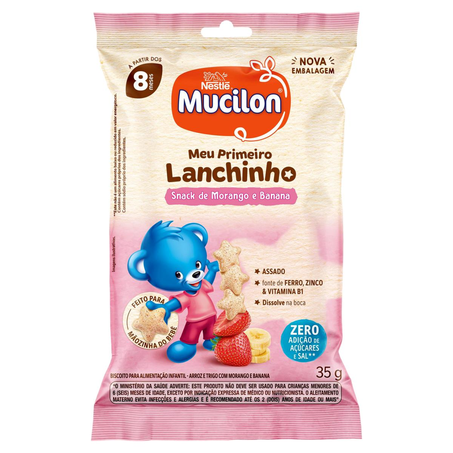 Biscoito Mucilon 35g - Sem Açúcar - Morango e Banana