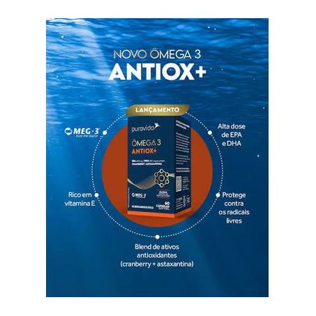 Ômega 3 Antiox+ Puravida 60cps