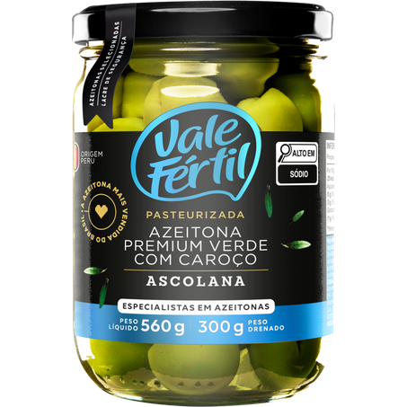 Azeitona verde vale fertil 300g ascolana