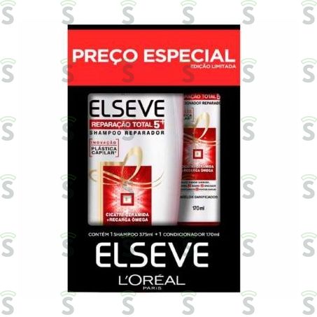  Kit Shampoo 375ml + Condicionador 170ml L'oréal Paris Elseve Reparação Total 5+ Caixa Com 2un - 545ml