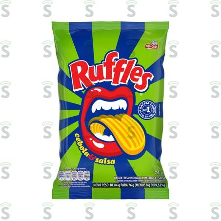  Batata Frita Ondulada Cebola e Salsa Elma Chips Ruffles Pacote 76g