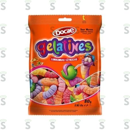  Docile-gelatines 80g Cobrinhas Sour Acid