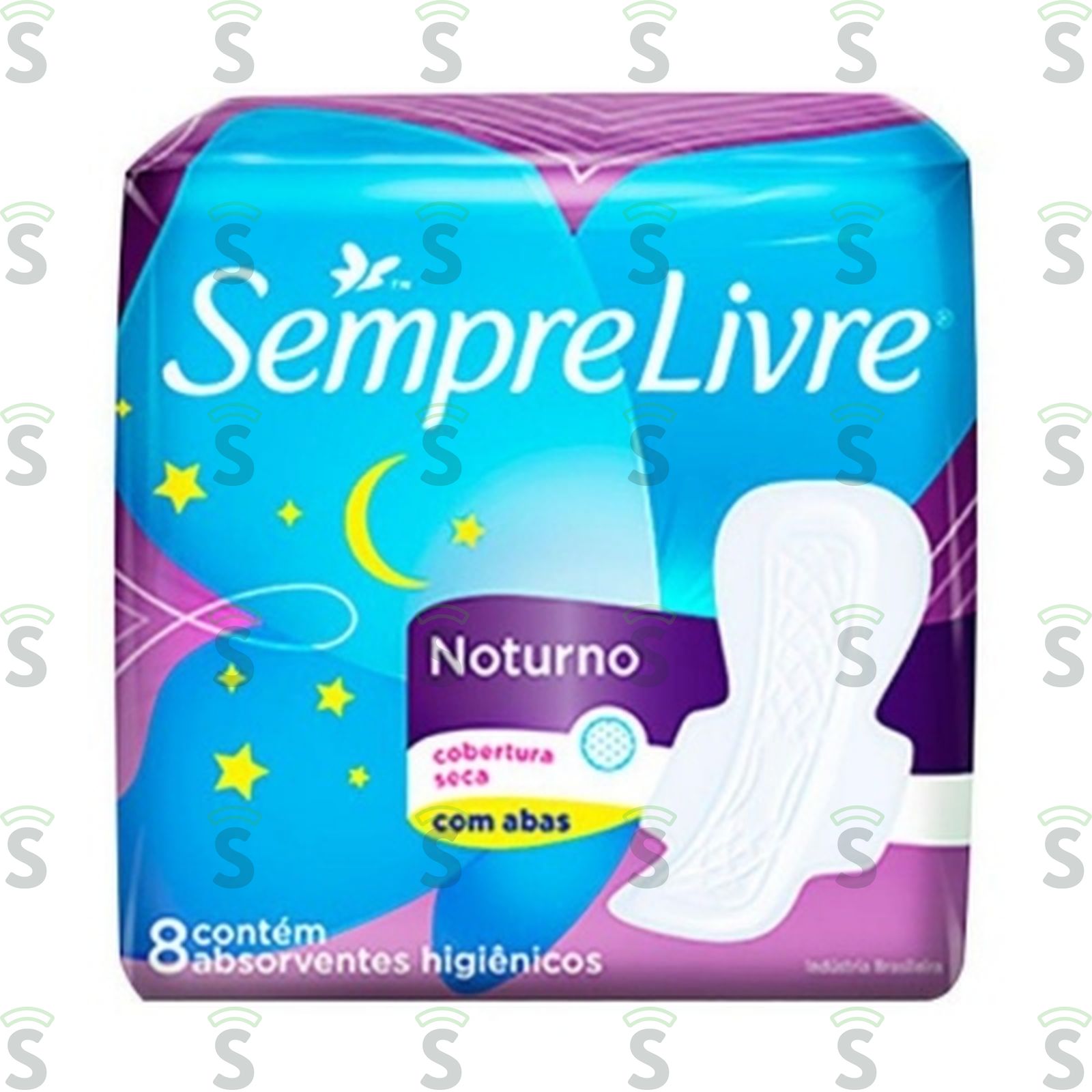 Absorvente Sempre Livre Noturno Cobertura Seca C/ Abas Pacote 8UN