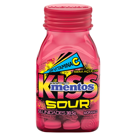 Pastilha Mentos Kiss Sour 38,5g - Morango