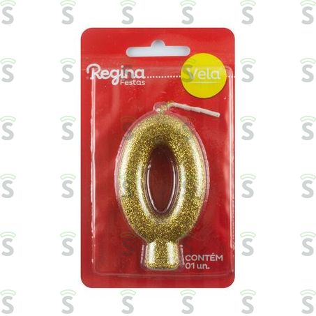  Vela de Aniversário Regina Cintilante Dourado Nº0 1un
