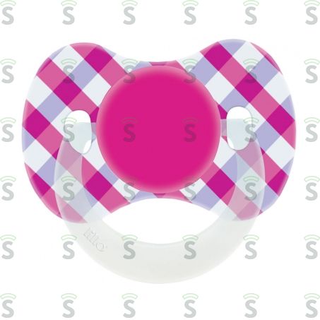  Chupeta de Silicone Lillo Funny Xadrez Ortodôntica Tamanho 2 Rosa Embalagem 1un