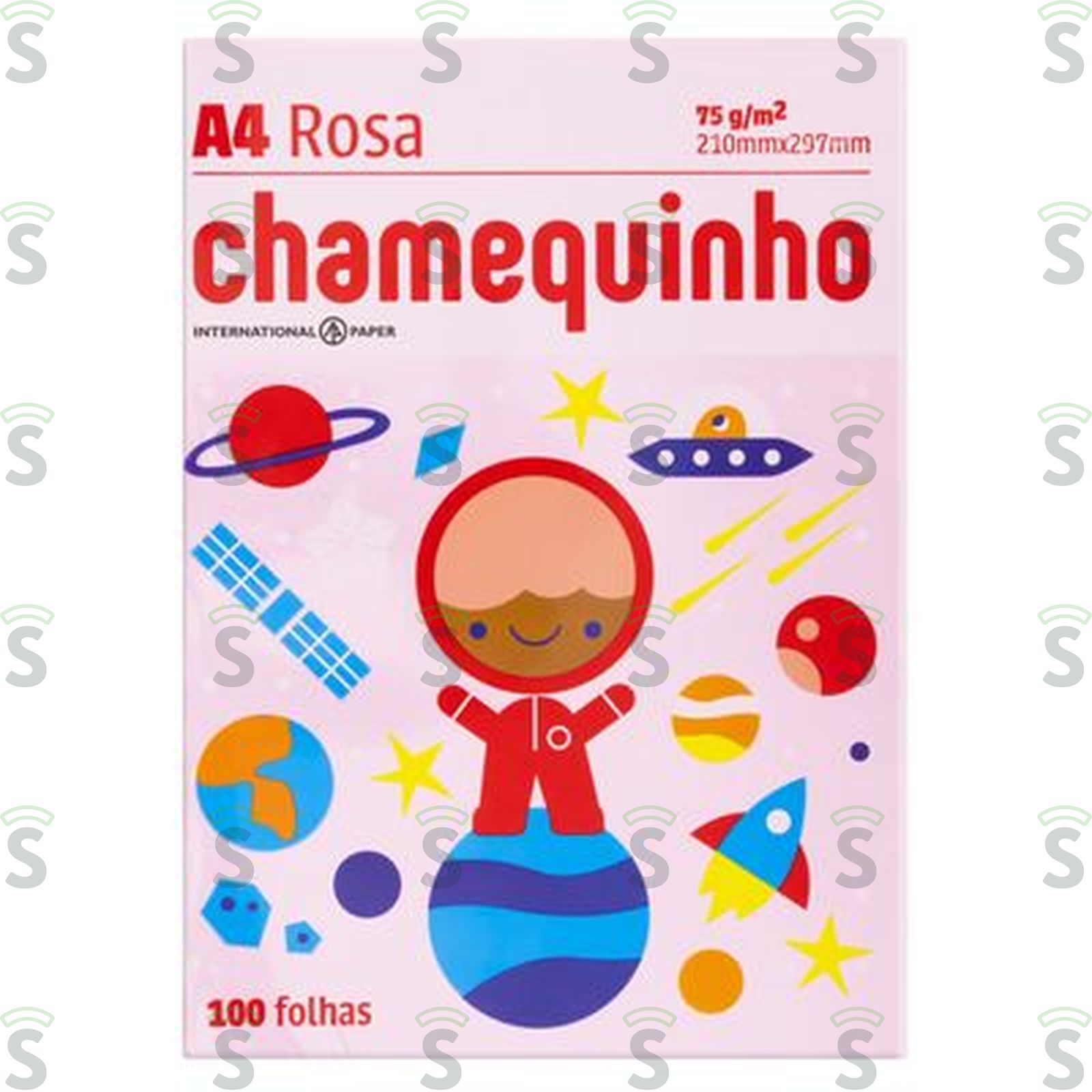 Papel Sulfite Rosa Chamequinho A4 21x29,7cm Embalagem 100 Folhas 1UN