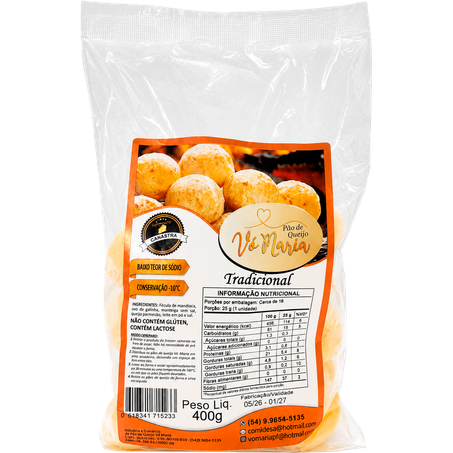 PÃO DE QUEIJO TRADICIONAL VÓ MARIA PACOTE 400G