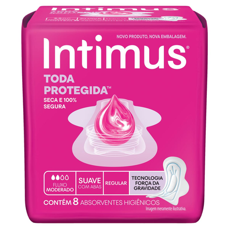 Absorvente Intimus Gel Suave - Com Abas - Com 8 Absorventes