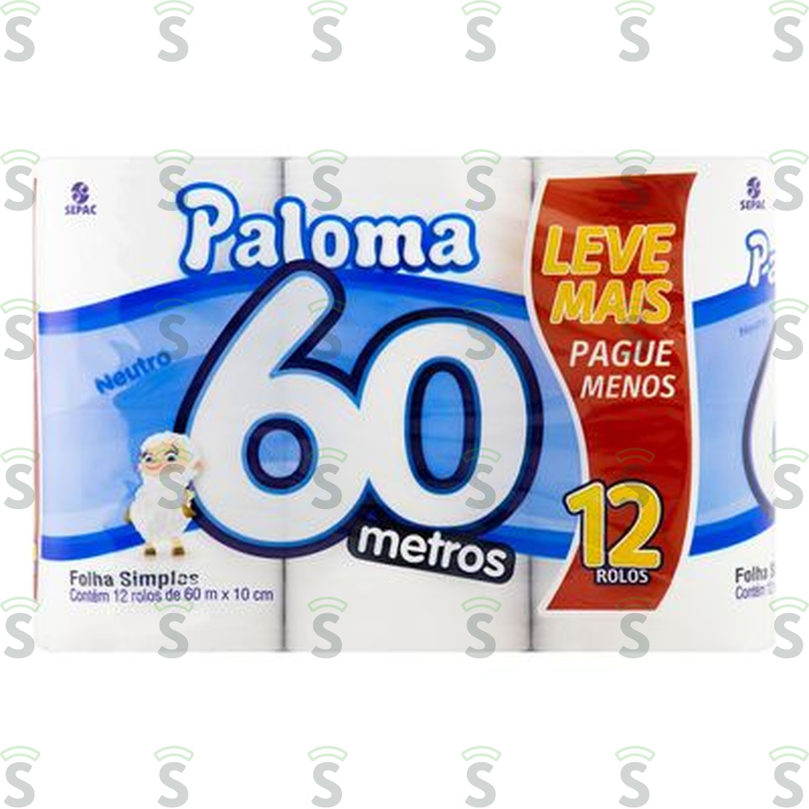 Papel Higiênico Paloma Folha Simples Pacote 12 Rolos 60m X 10cm