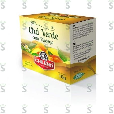  Chá Misto Chileno Chá Verde, Pêssego, Erva Doce e Erva-mate Caixa Com 10un - 10gr