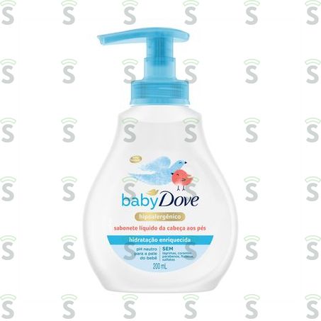  Sabonete Líquido Baby Dove Hidratação Enriquecida da Cabeça Aos Pés Frasco 200ml
