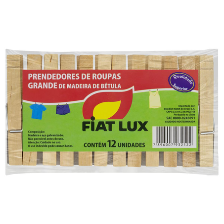 Prendedor Fiat Lux Madeira - Com 12 Prendedores - Ref. PR-02