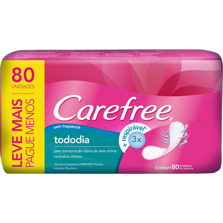 Protetor Carefree Todo Dia - Sem Perfume - Com 80 Protetores - Leve Mais, Pague Menos