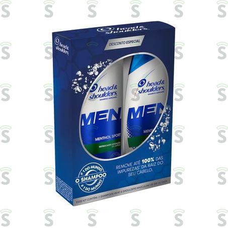  Kit Shampoo Anticaspa Menthol 200ml Cada Head & Shoulders Sport Men Caixa Com 2un - 400ml