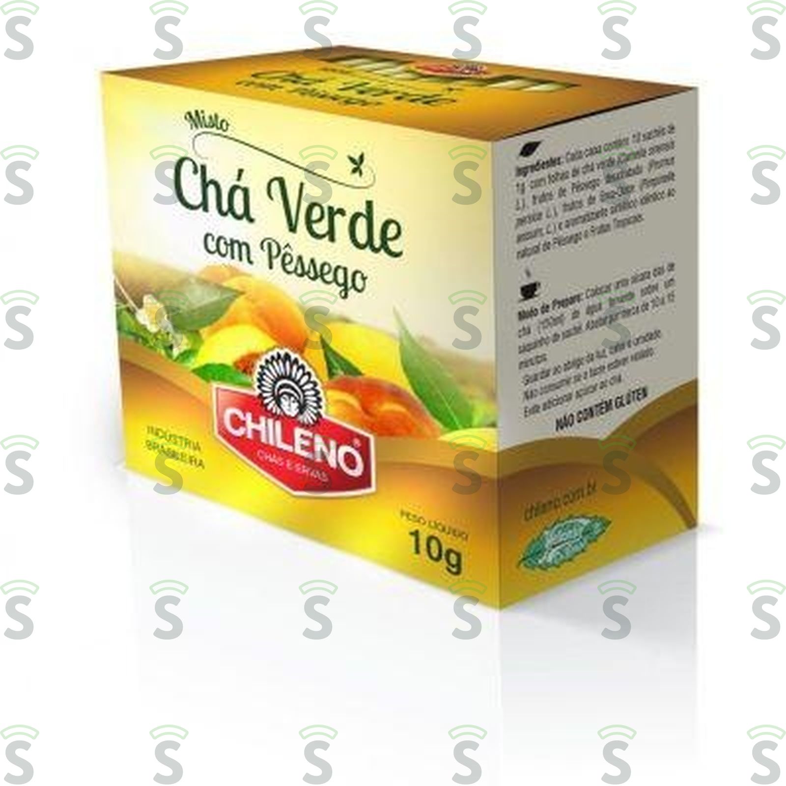 Chá Misto Chileno Chá Verde, Pêssego, Erva Doce e Erva-Mate Caixa com 10un - 10gr