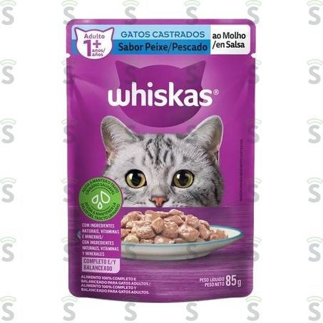  Whiskas-alimento Sache 85g Peixe Gatos Castrados
