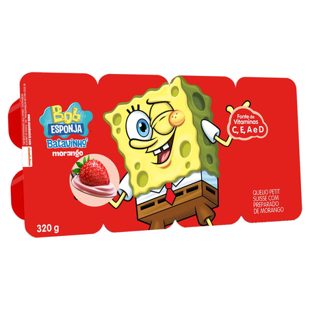Petit-suisse Elegê 320g - Bob Esponja - Morango