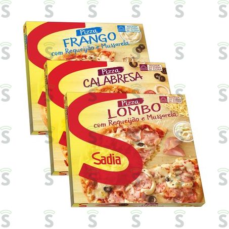  Pizza Congelada Sadia Calabresa + Frango e Catupiry + Mussarela Embalagem 460g