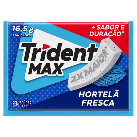 Chiclete Trident 16,5g - Max - Zero Açúcar - Hortelã Fresca