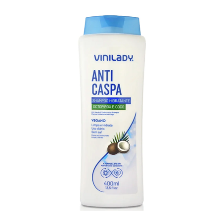 Shampoo Anticaspa Vinilady Hidratação Coco 400ml