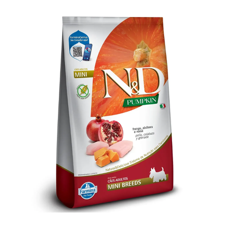 Ração N&D Pumpkin Cães Adultos Raças Pequenas Frango, Abóbora e Romã 800 g
