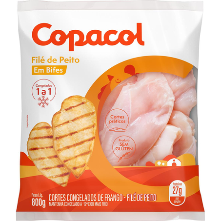 Filé de Peito de Frango Copacol 800g - Congelado - IQF