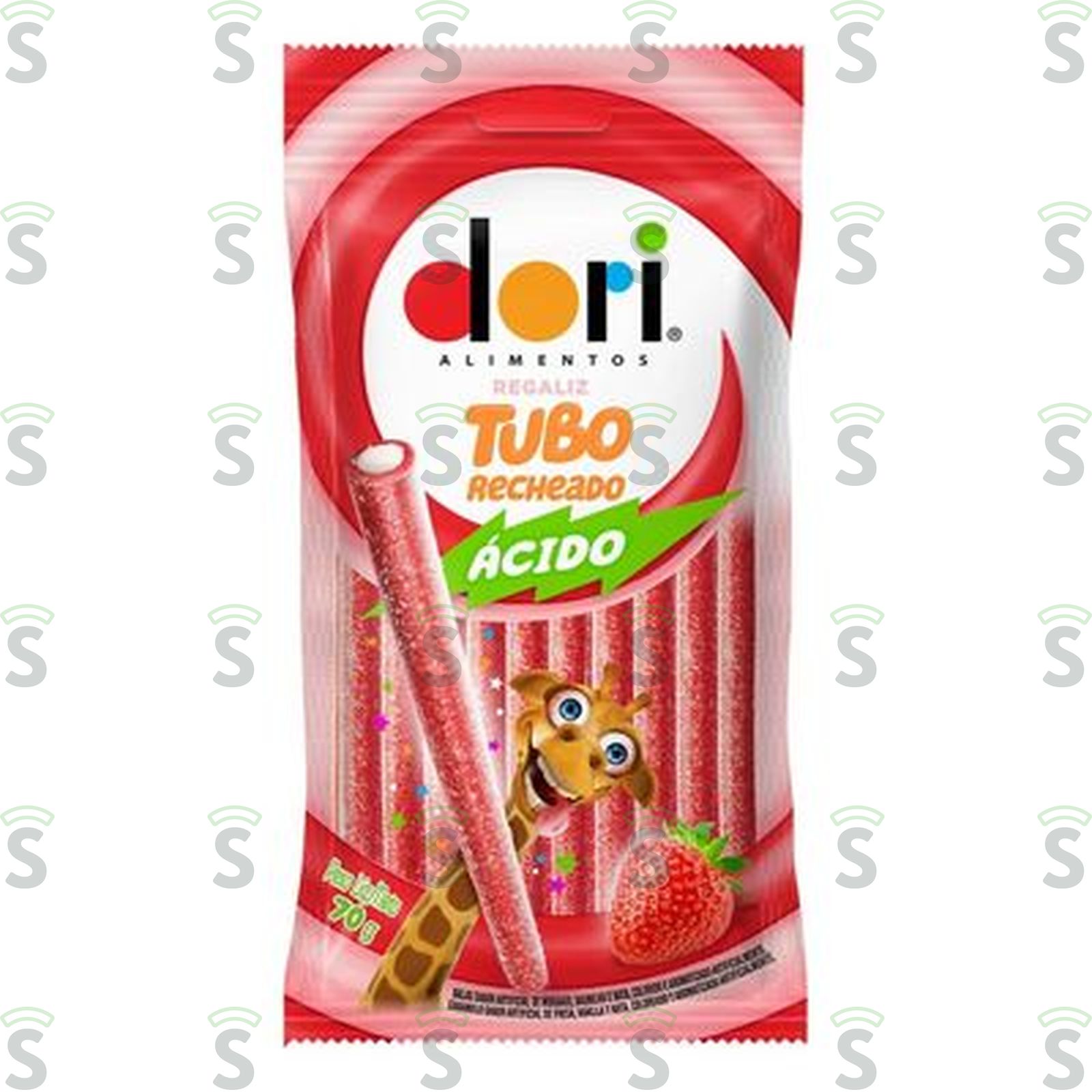Bala Dori Goma Recheado Morango Acido Tubo 70G