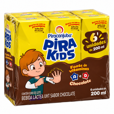 Bebida lactea pirakids pcc/06x200ml chocolate