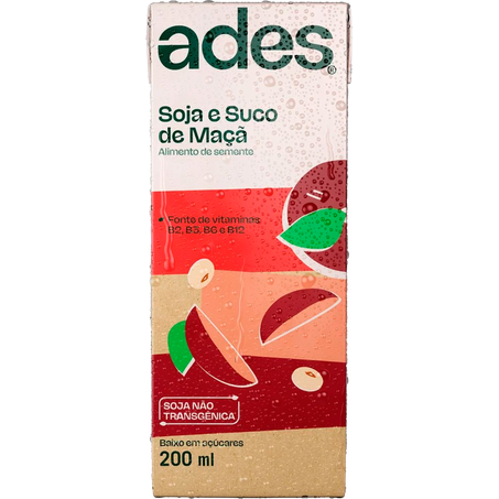 Alimento com soja ades maca 200ml