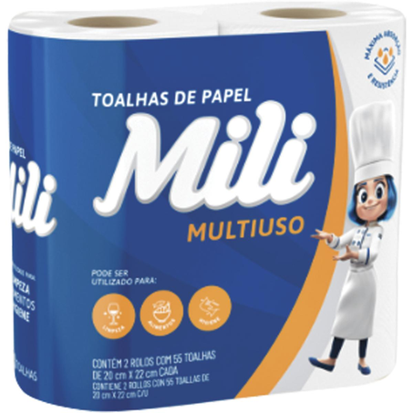 Toalha de Papel Mili Com 2 Rolos - 110 Folhas