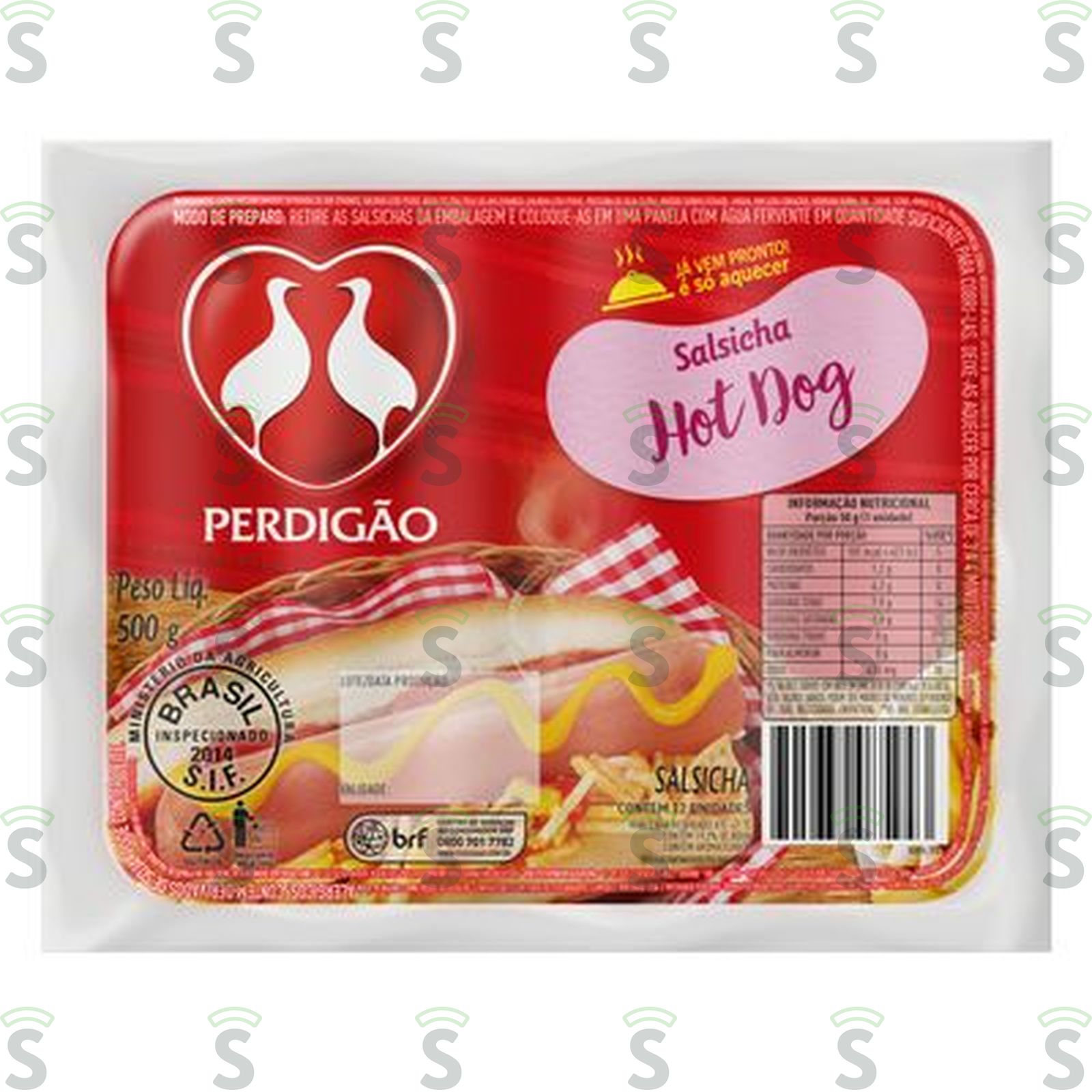 Salsicha Hot-dog Perdigão 12 Unidades 500G