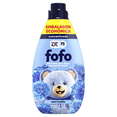 Amaciante Concentrado Fofo 1,5 Litros - Azul Tudão