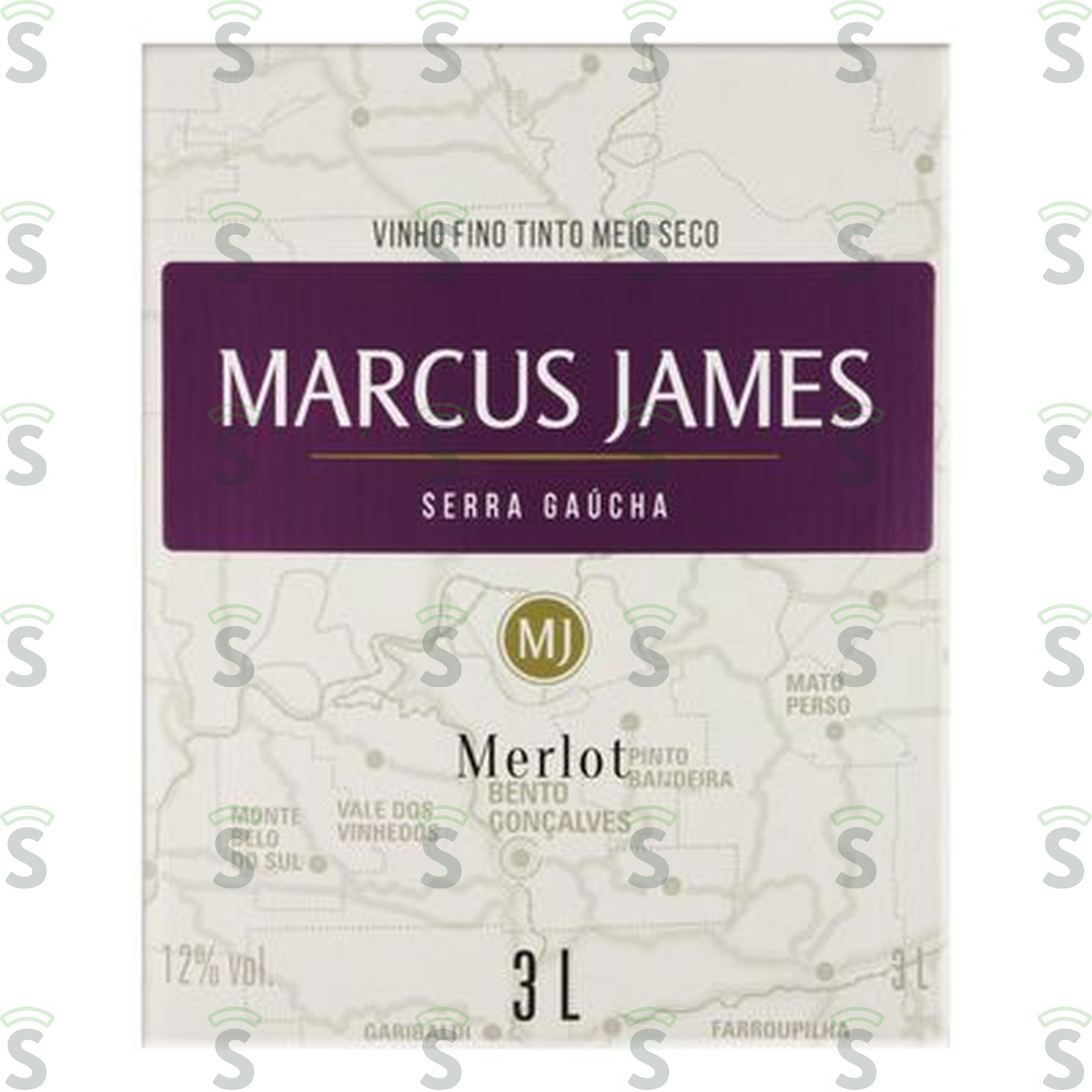 Vinho Brasileiro Tinto Meio Seco Marcus James Merlot Serra Gaúcha Bag In Box 3LT