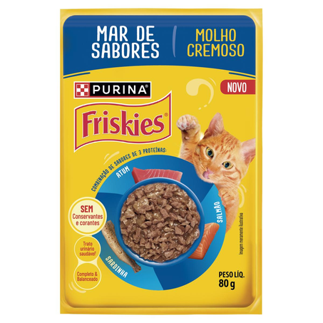 Ração para Gatos Friskies 80g - Adulto - Mar de Sabores - Sachê