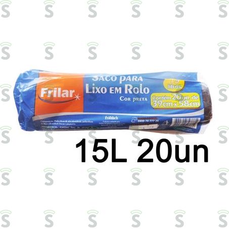 Saco Para Lixo Frilar Preto Rolo Com 15lt