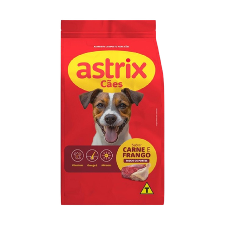ALIMENTO P/CÃES ASTRIX ADULTO CARNE E FRANGO 1KG