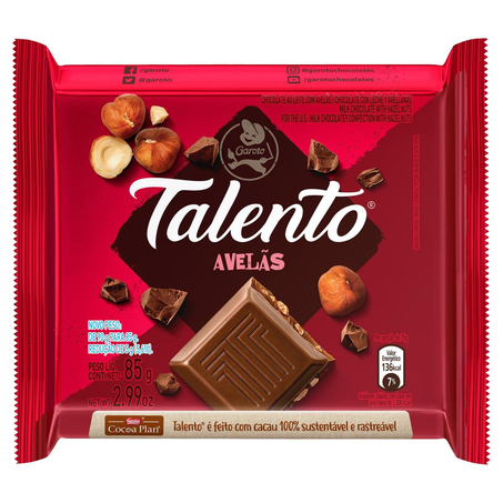 Chocolate Talento Garoto 85g - Avelãs