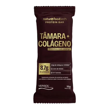 Barra de Tâmara Nature Food Tech com Colágeno Verisol e Cobertura Sabor Chocolate Meio Amargo 35g