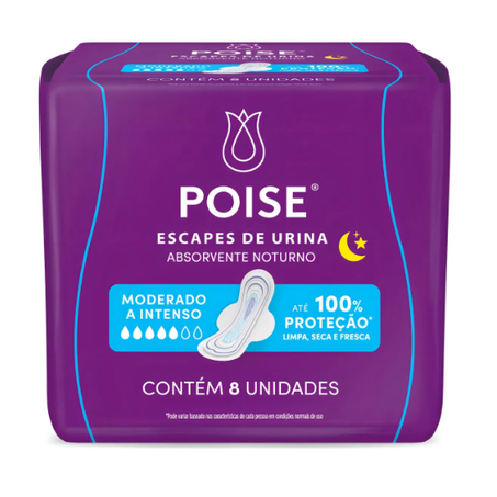 ABSORVENTE POISE NOTURNO C/ ABAS C/8