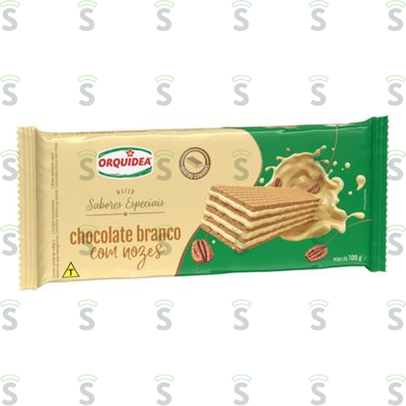 Orquidea-wafer 100g choco branco c/nozes