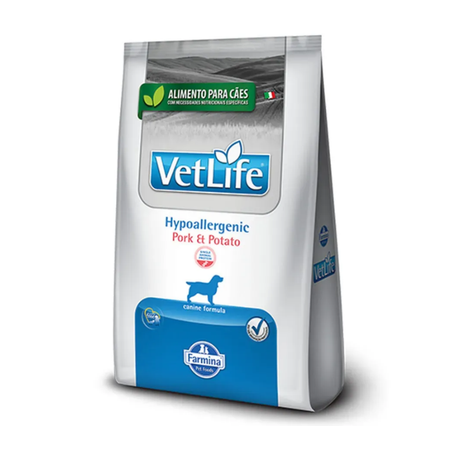 Ração Vet Life Hypoallergenic Pork e Potato para Cães 2Kg