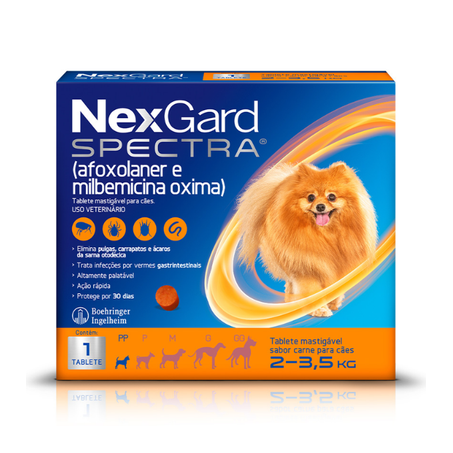 NexGard Spectra Antipulgas e Vermífugo Cães 2kg a 3,5kg 1 tablete
