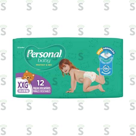  Fralda Descartável Infantil Personal Soft & Protect Xxg Pacote 12 Unidades