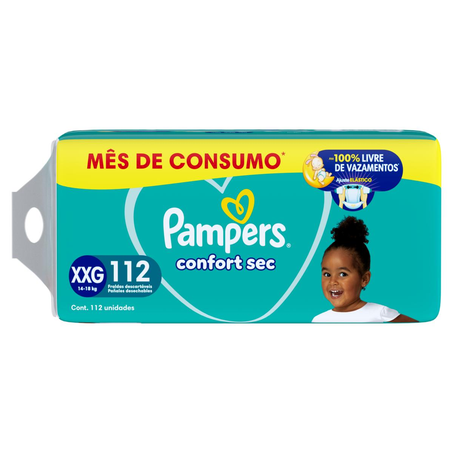 Fralda Pampers Confort Sec Jumbo Tam. XXG - Com 112 Fraldas