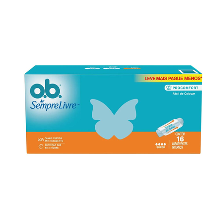 Absorvente Interno O.B. Sempre Livre Super - Com 16 Absorventes - Leve Mais, Pague Menos